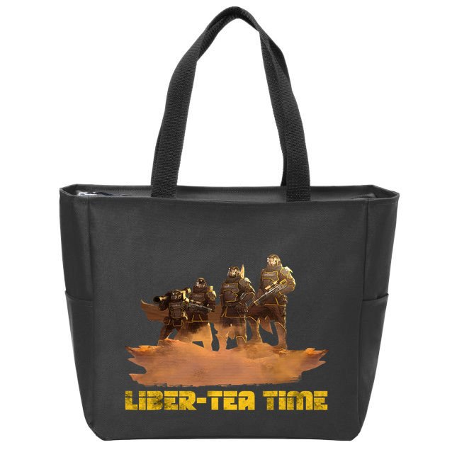 Liber Tea Time Hell Of Diver Helldiving Lovers Outfit Zip Tote Bag