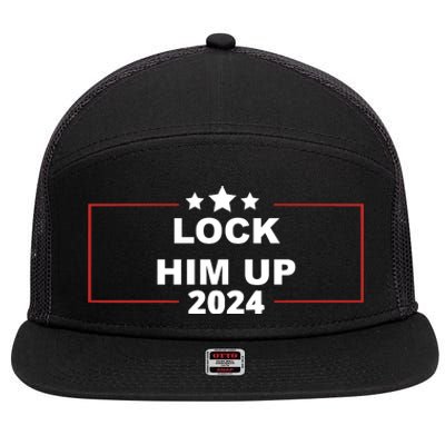 Lock Trump Up 2024 Lock Him Up 7 Panel Mesh Trucker Snapback Hat