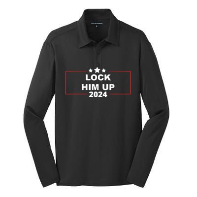 Lock Trump Up 2024 Lock Him Up Silk Touch Performance Long Sleeve Polo