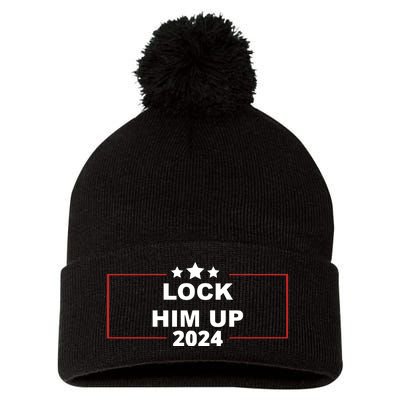 Lock Trump Up 2024 Lock Him Up Pom Pom 12in Knit Beanie