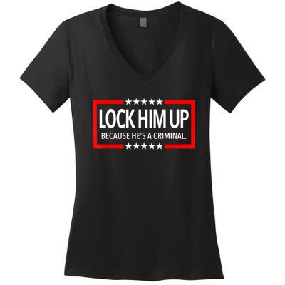 Lock Trump Up 2024 Lock Him Up Women's V-Neck T-Shirt