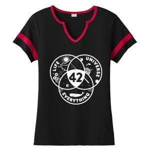 Life The Universe And Everything The 42 Answer To Life Funny Ladies Halftime Notch Neck Tee