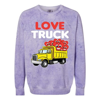 Love Truck Valentines Day Construction Heavy Equipt Great Gift Colorblast Crewneck Sweatshirt