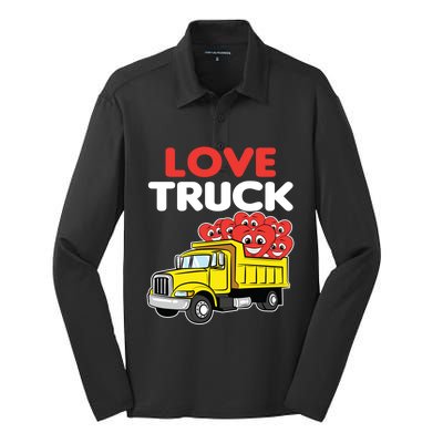 Love Truck Valentines Day Construction Heavy Equipt Great Gift Silk Touch Performance Long Sleeve Polo