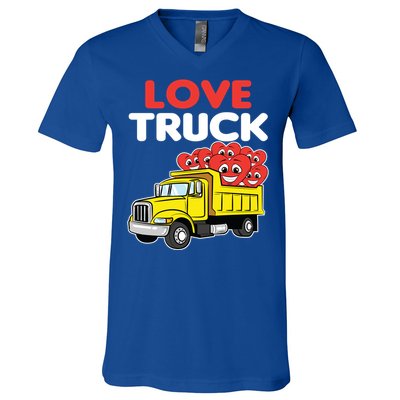 Love Truck Valentines Day Construction Heavy Equipt Great Gift V-Neck T-Shirt