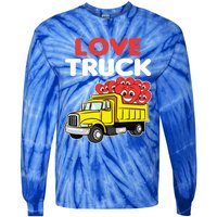 Love Truck Valentines Day Construction Heavy Equipt Great Gift Tie-Dye Long Sleeve Shirt