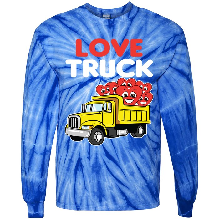 Love Truck Valentines Day Construction Heavy Equipt Great Gift Tie-Dye Long Sleeve Shirt