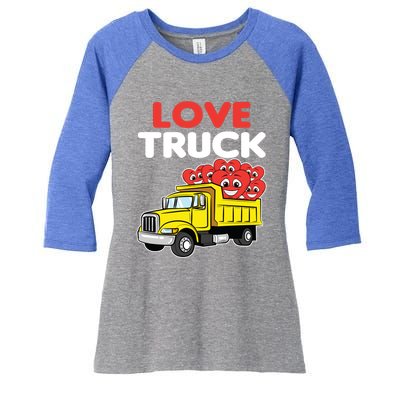 Love Truck Valentines Day Construction Heavy Equipt Great Gift Women's Tri-Blend 3/4-Sleeve Raglan Shirt