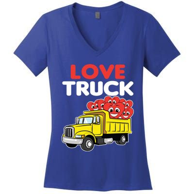 Love Truck Valentines Day Construction Heavy Equipt Great Gift Women's V-Neck T-Shirt