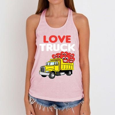 Love Truck Valentines Day Construction Heavy Equipt Great Gift Women's Knotted Racerback Tank