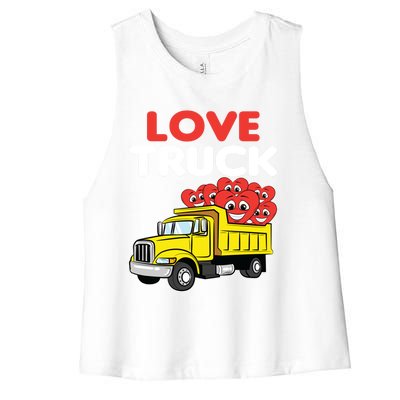 Love Truck Valentines Day Construction Heavy Equipt Great Gift Women's Racerback Cropped Tank