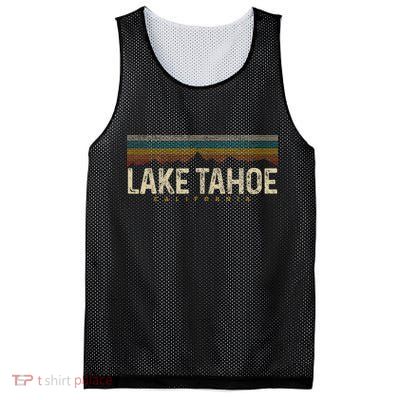 Lake Tahoe Vintage Mountains Hiking Camping Retro California Mesh Reversible Basketball Jersey Tank