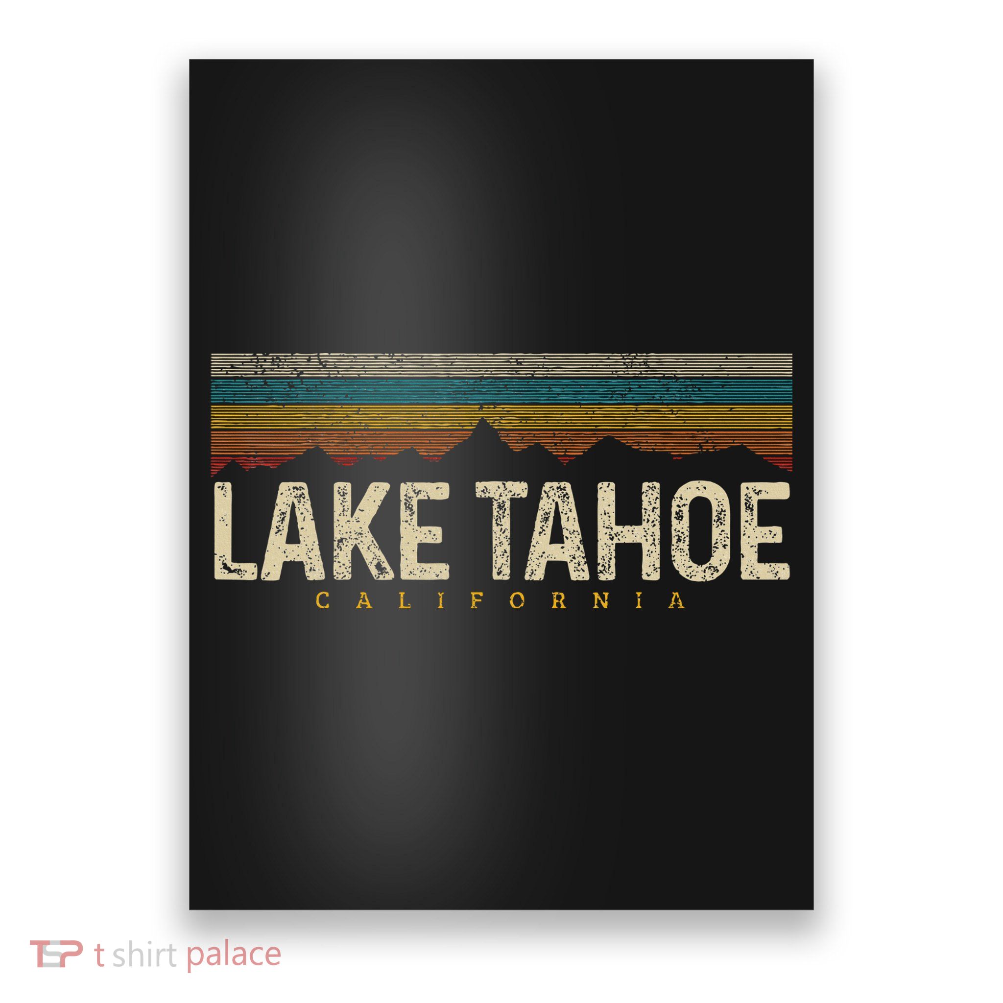 Lake Tahoe Vintage Mountains Hiking Camping Retro California Poster