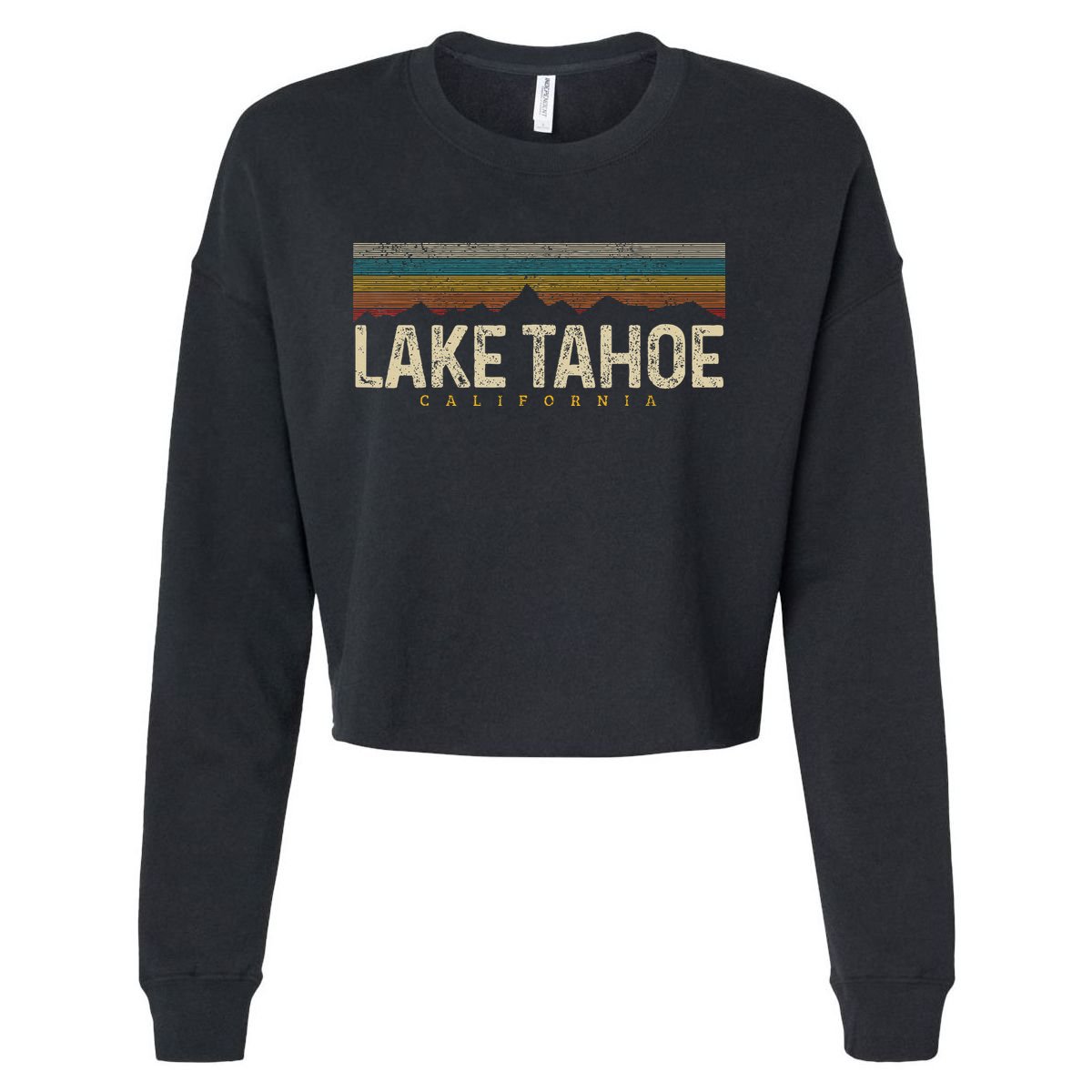 Lake Tahoe Vintage Mountains Hiking Camping Retro California Cropped Pullover Crew