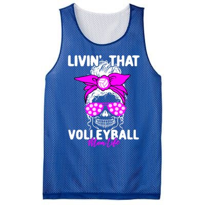 Livin That Volleyball Mom Life Momlife Skull Cool Sports Fan Gift Mesh Reversible Basketball Jersey Tank