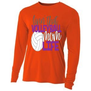 Livin That Volleyball Mom Life Sports Team Daughter Son Cute Gift Cooling Performance Long Sleeve Crew