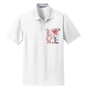 Love Teacher Valentine's Day For Retro Teacher Dry Zone Grid Polo