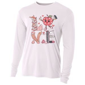 Love Teacher Valentine's Day For Retro Teacher Cooling Performance Long Sleeve Crew