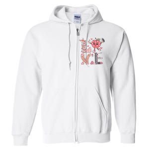 Love Teacher Valentine's Day For Retro Teacher Full Zip Hoodie