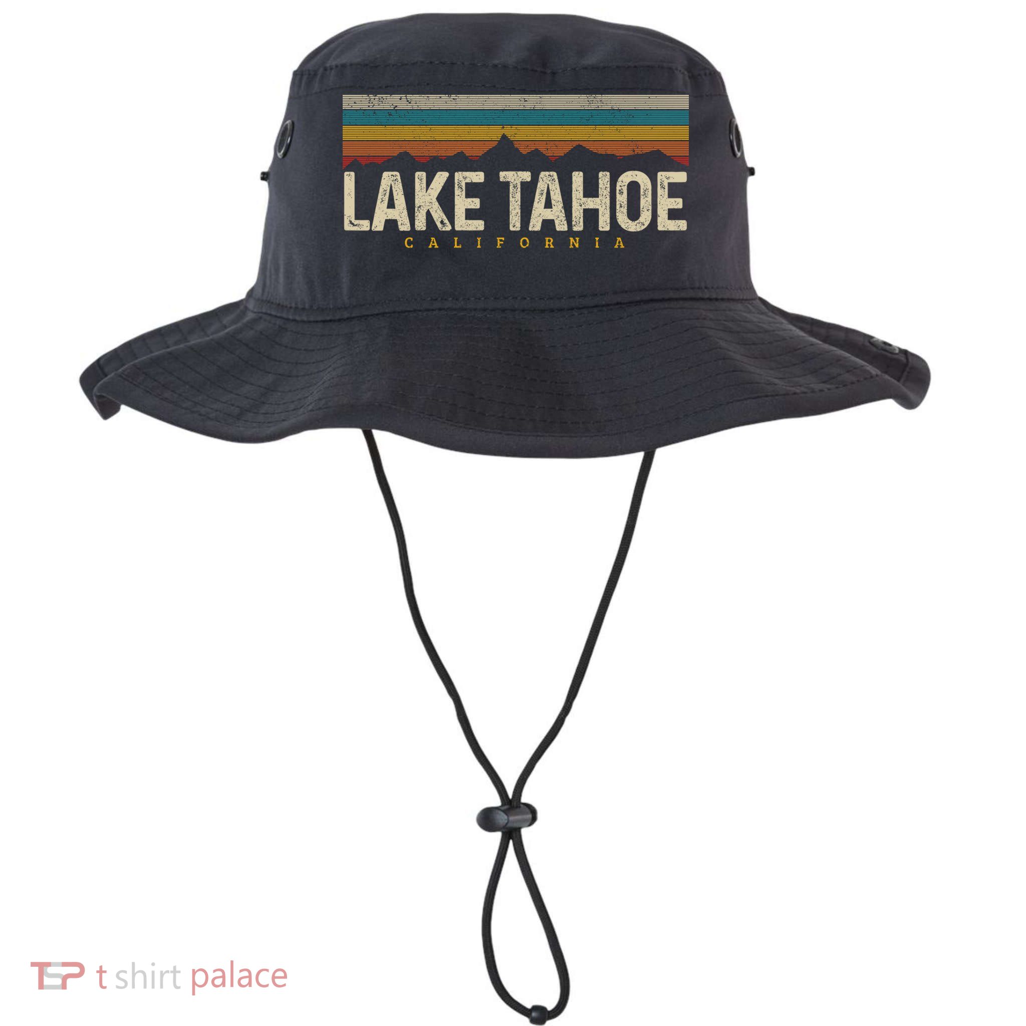 Lake Tahoe Vintage Mountains Hiking Camping Retro California Meaningful Gift Bucket Hat