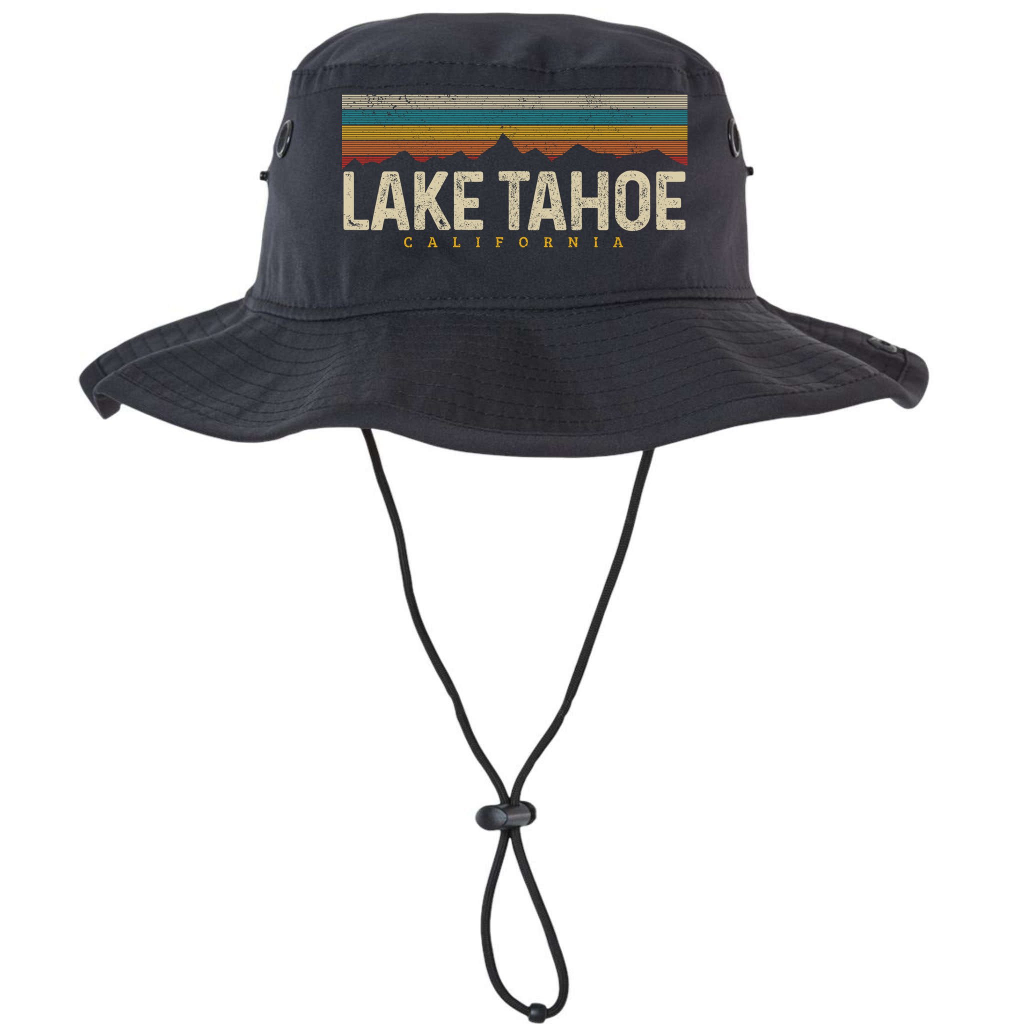 Lake Tahoe Vintage Mountains Hiking Camping Retro California Meaningful Gift Bucket Hat
