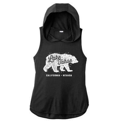 Lake Tahoe Vintage Retro Bear California Nevada Gift Ladies PosiCharge Tri-Blend Wicking Draft Hoodie Tank