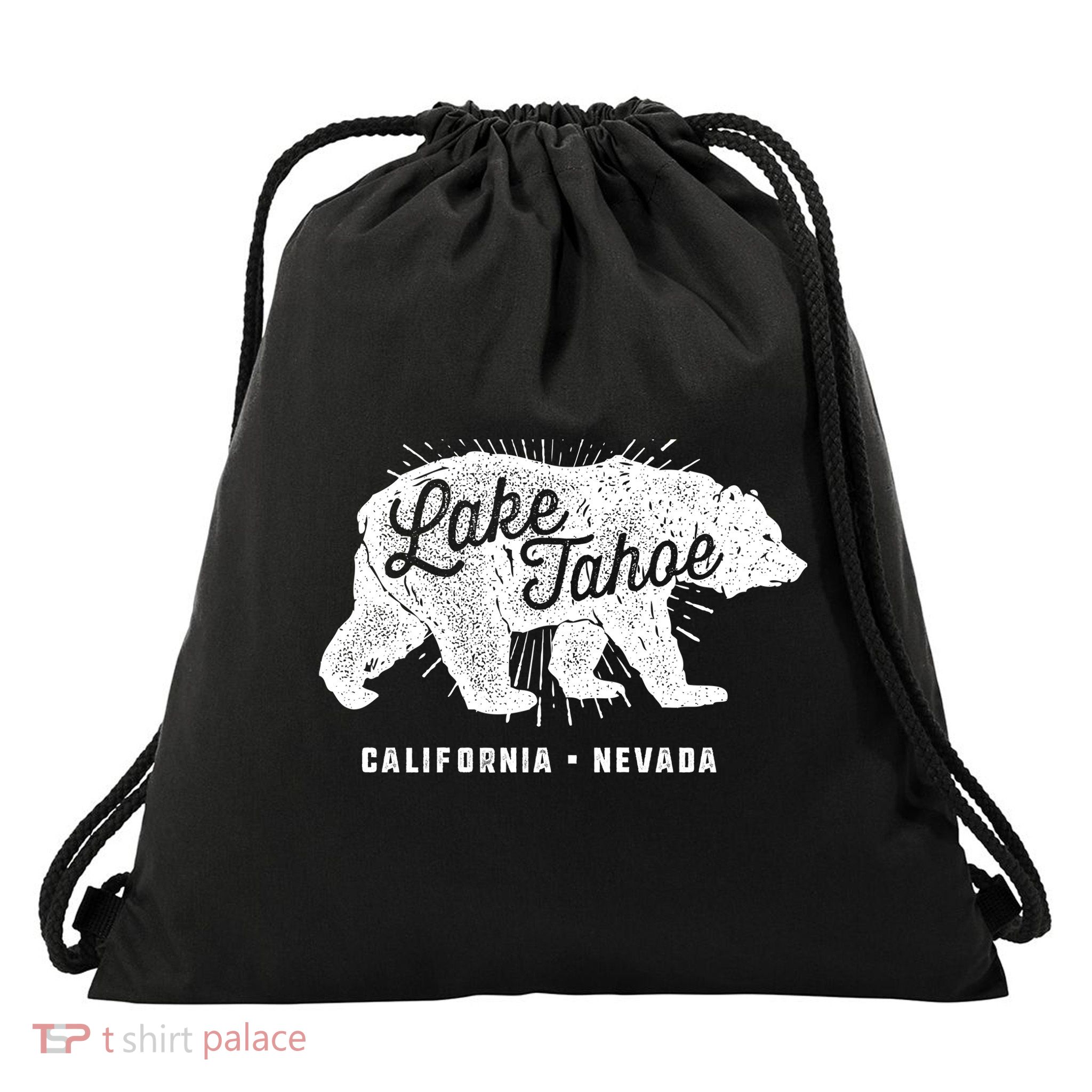 Lake Tahoe Vintage Retro Bear California Nevada Gift Drawstring Bag