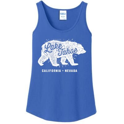 Lake Tahoe Vintage Retro Bear California Nevada Gift Ladies Essential Tank