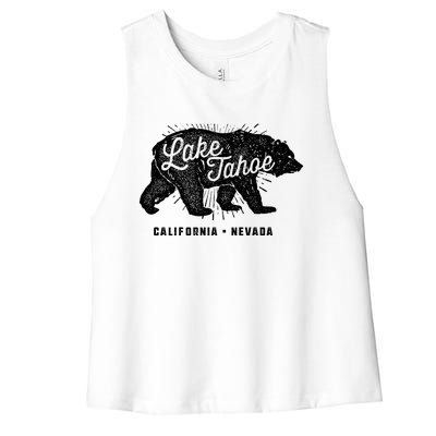 Lake Tahoe Vintage Retro Bear California Nevada Gift Women's Racerback Cropped Tank