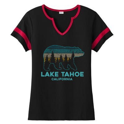 Lake Tahoe Vintage California Grizzly Bear Souvenir Ladies Halftime Notch Neck Tee