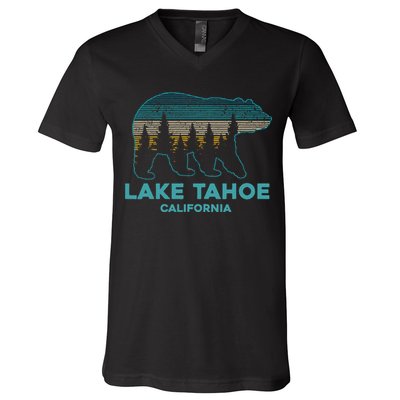 Lake Tahoe Vintage California Grizzly Bear Souvenir V-Neck T-Shirt