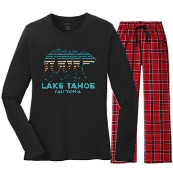 Lake Tahoe Vintage California Grizzly Bear Souvenir Women's Long Sleeve Flannel Pajama Set 