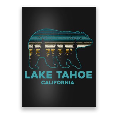 Lake Tahoe Vintage California Grizzly Bear Souvenir Poster