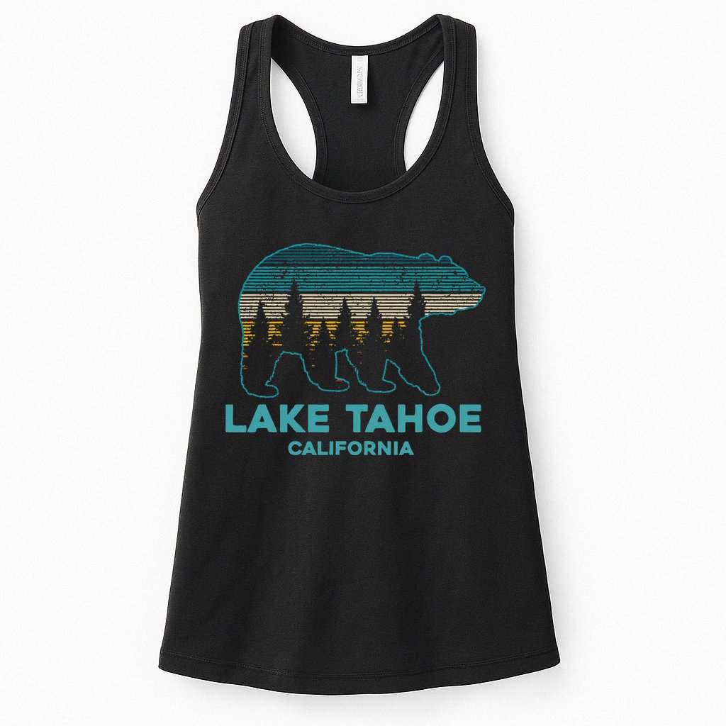 Lake Tahoe Vintage California Grizzly Bear Souvenir Womens Tank Top