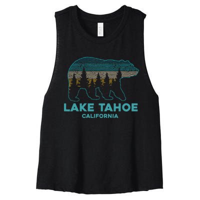 Lake Tahoe Vintage California Grizzly Bear Souvenir Women's Racerback Cropped Tank