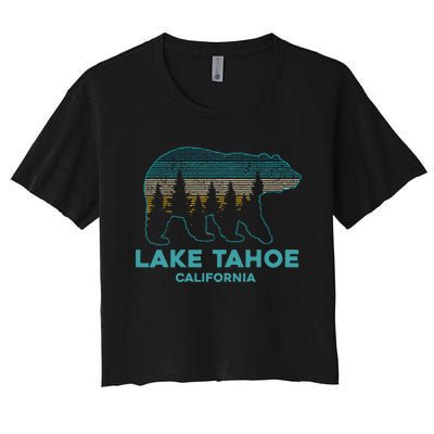 Lake Tahoe Vintage California Grizzly Bear Souvenir Women's Crop Top Tee