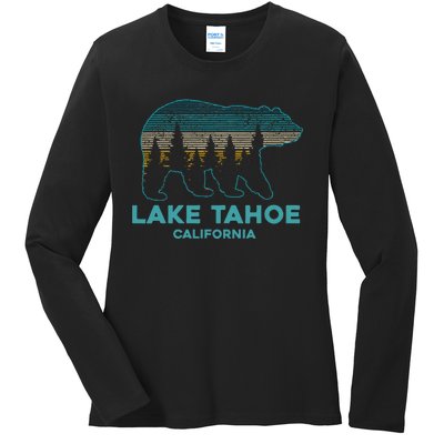 Lake Tahoe Vintage California Grizzly Bear Souvenir Ladies Long Sleeve Shirt