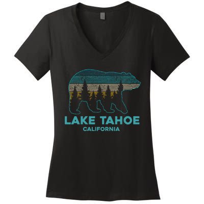 Lake Tahoe Vintage California Grizzly Bear Souvenir Women's V-Neck T-Shirt