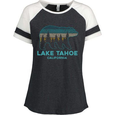 Lake Tahoe Vintage California Grizzly Bear Souvenir Enza Ladies Jersey Colorblock Tee