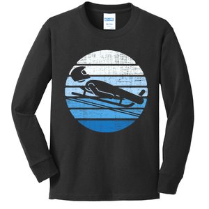 Luge Team Winter Sports Lovers Retro Luge Kids Long Sleeve Shirt