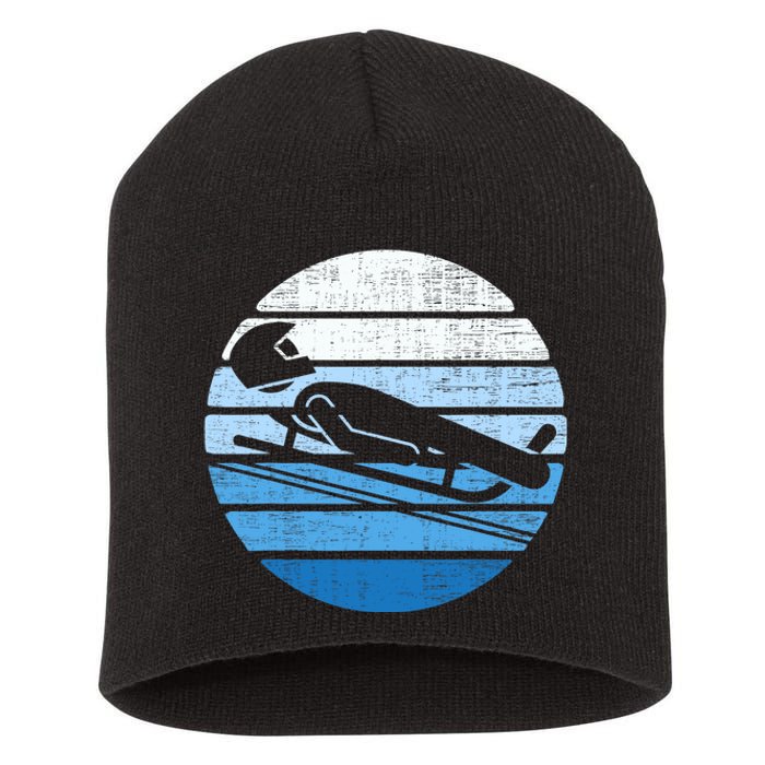 Luge Team Winter Sports Lovers Retro Luge Short Acrylic Beanie