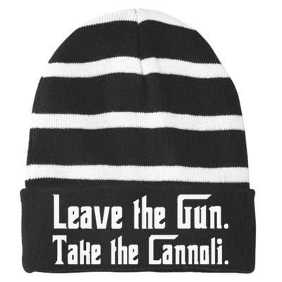 Let The Weapon Take The Cannoli Striped Beanie with Solid Band