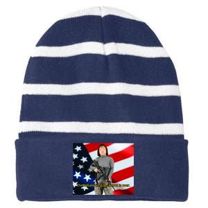 Lily Tang Williams The Debate On Gun Control Is Over Striped Beanie with Solid Band