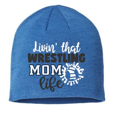 Livin That Wrestling Mom Life Gift Sustainable Beanie