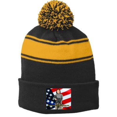 Lily Tang Williams The Debate On Gun Control Is Over Stripe Pom Pom Beanie