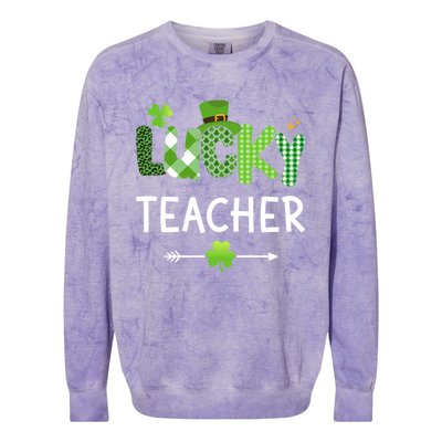 Lucky Teacher With Shamrock For St Patricks Day School Gift Colorblast Crewneck Sweatshirt