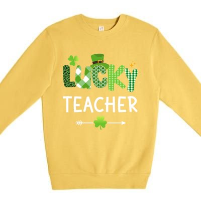 Lucky Teacher With Shamrock For St Patricks Day School Gift Premium Crewneck Sweatshirt