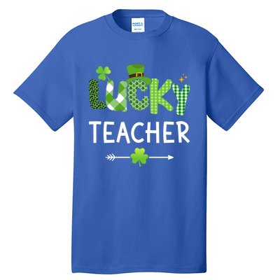 Lucky Teacher With Shamrock For St Patricks Day School Gift Tall T-Shirt