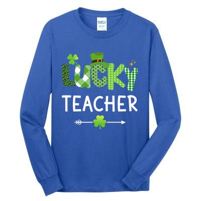 Lucky Teacher With Shamrock For St Patricks Day School Gift Tall Long Sleeve T-Shirt