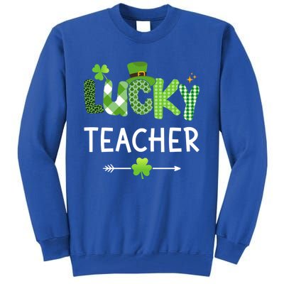 Lucky Teacher With Shamrock For St Patricks Day School Gift Tall Sweatshirt